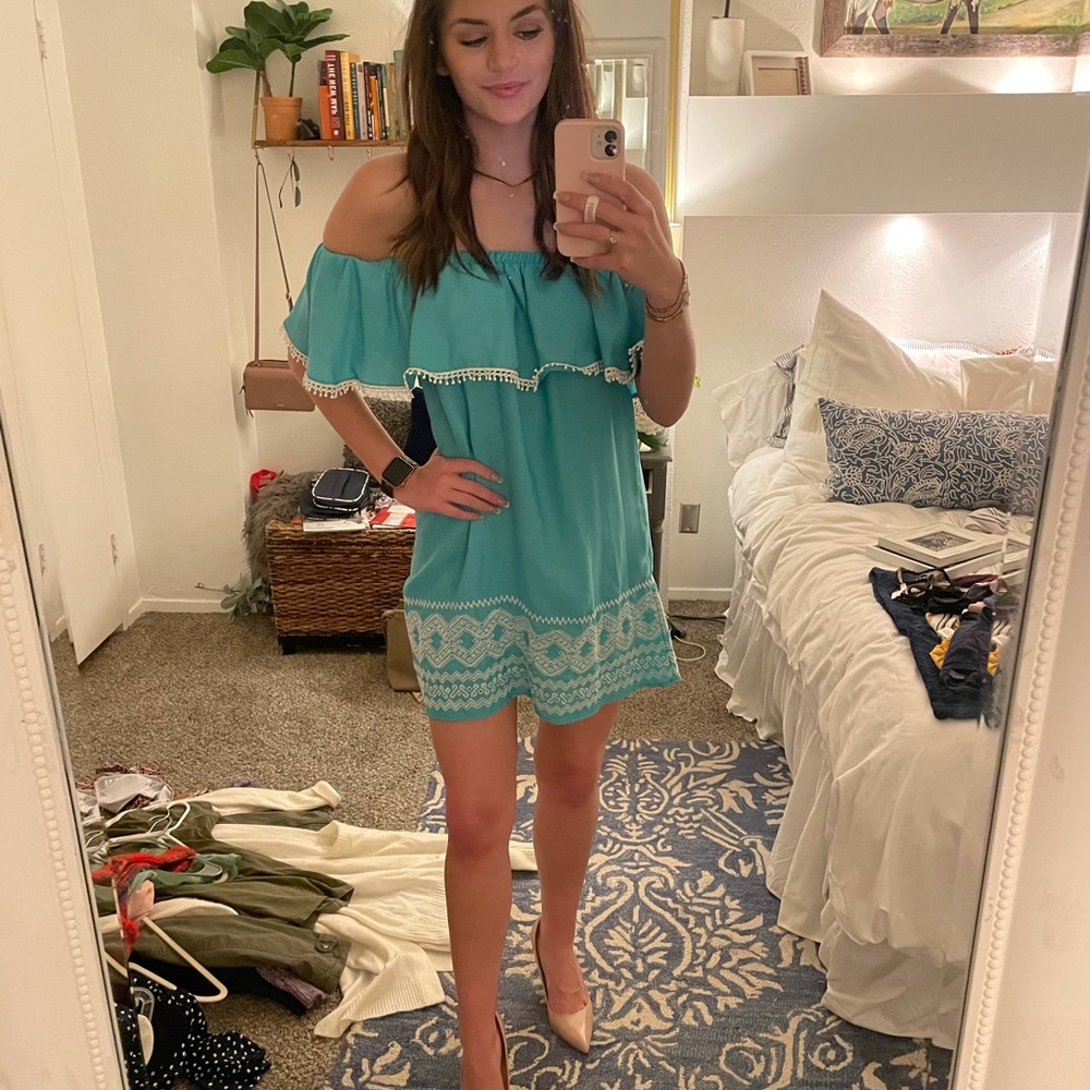 Off the shoulder Turquoise dress